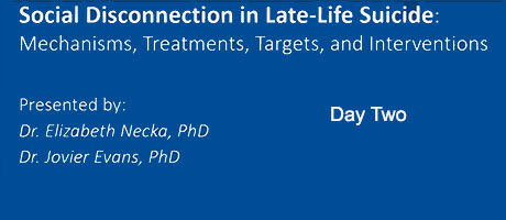 screenshot from NIMH workshop Virtual Workshop: Social Disconnection and Late-Life Suicide: Sept. 17-18
