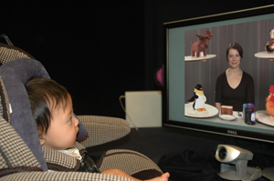 infant undergoing eye-tracking study