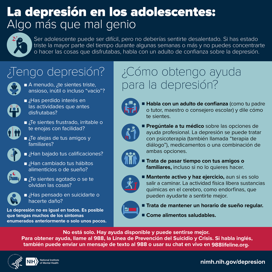 Presenta información sobre cómo reconocer los síntomas de la depresión y cómo obtener ayuda. 