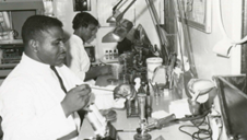 African American laboratory technicians working on scientific research at St. Elizabeths Hospital circa 1966.