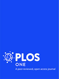 Logo for Plos One. A peer-reviewed, open access journal. White text on blue background. 