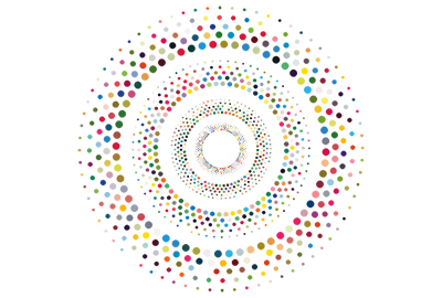 Bullseye shape made of colorful dots. 