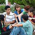 group of teens talking