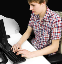 student working at computer