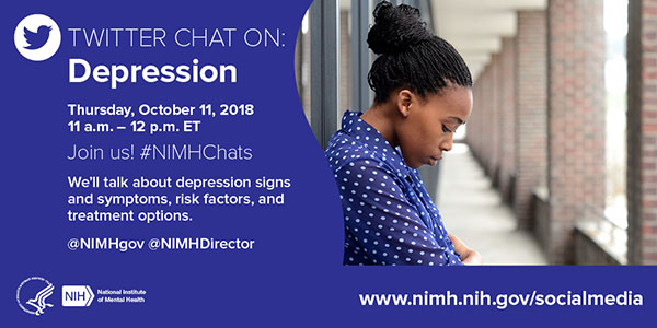 Twitter Chat on Depression, October 11, 2018 at 11AM ET