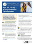 cover of NIMH publication Taking Control of Your Mental Health: Tips for Talking With Your Health Care Provider