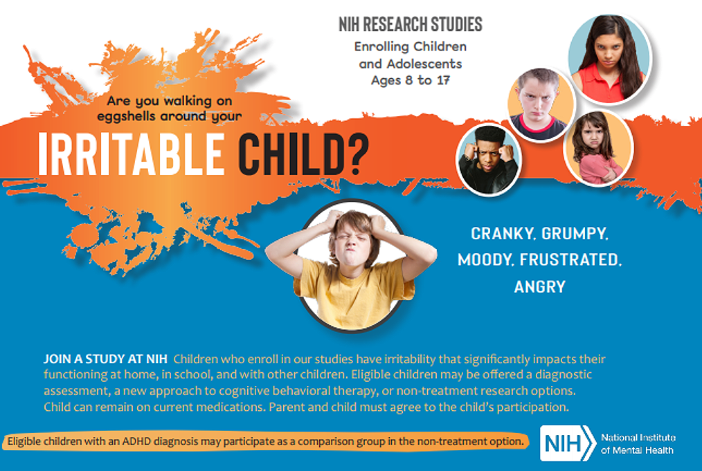 brochure for NNT's irritable child research study