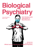 Publication: : Cover image of Biological Psychiatry, Volume 89, issue 6. The cover image shows a female healthcare worker standing with her hands in the shape of a heart.