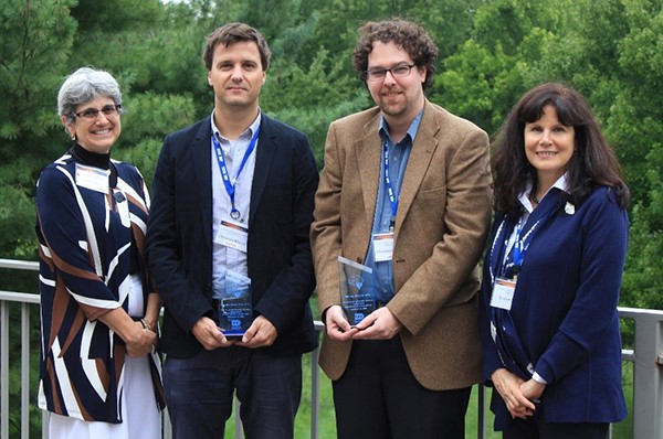 From Left to Right: NIMH IRP Training Director Janet Clark, Ph.D; 2016 Wyatt Award Recipient Christian Meisel, M.D., Ph.D.; 2016 Kety Award Recipient Michael Gregory, M.D.; and NIMH Scientific Director Susan Amara, Ph.D.