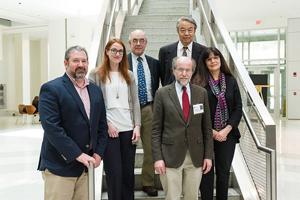 From left to right: Joshua A. Gordon, M.D., Ph.D., Amicia Elliott, Ph.D., Joseph T. Coyle, M.D., Moses V. Chao, Ph.D., Pietro De Camilli, M.D., Susan G. Amara, Ph.D. 