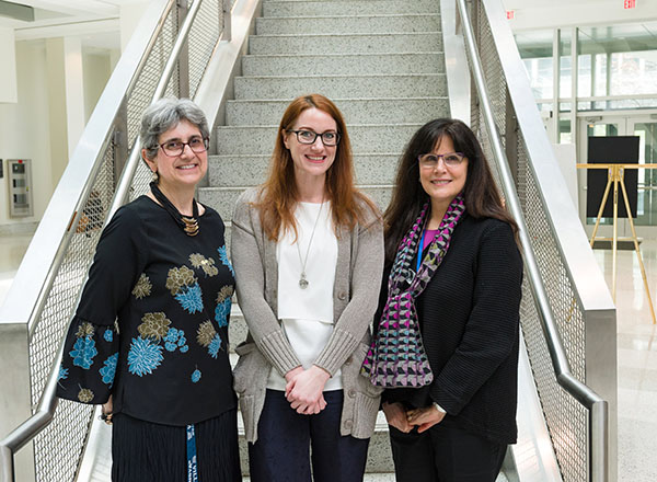 Janet Clark, Ph.D., 2018 NIMH IRP Julius Axelrod Memorial Fellows' Awardee, Amicia Elliott, Ph.D., and Susan G. Amara, Ph.D. 