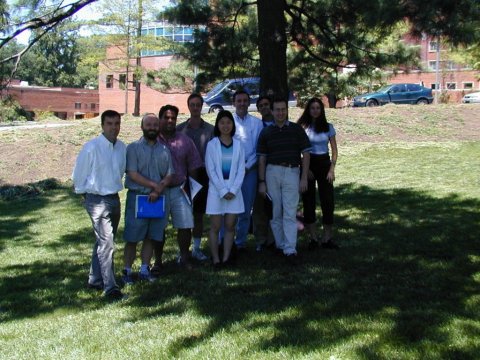 Members of SFIM and FMRIF group photo outside of Building 10, 2000