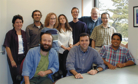 Members of SFIM and FMRIF group photo outside of Building 10, 2000